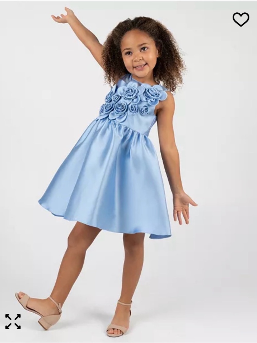 Rare Editions Light Blue Rose Applique Satin Party Dress